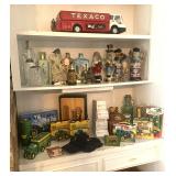 2 Vintage John Deere, Liquor Cainsters, Texaco Truck