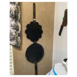 3 Antique wrought iron waffle griddle