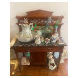 Antique dry sink with black marble top AND Antique Green White wash basin
