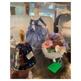 Assortment of Staffordshire bone china and floral arrangements