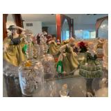 Llardo figurines Girl pulling Boy and Dog in Wagon and a Bell