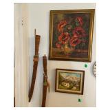 Thailand swords, a pair along with artwork