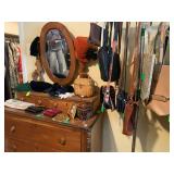 Antique dresser with Mirror, pecan wood mix and Ladipes purses