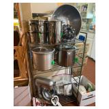 Commercial KitchenAid mixer and assortment of pots