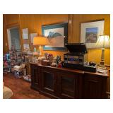 Den filled with beautiful lamps, electronics and more