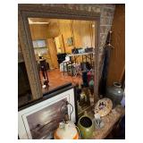 Large mirror with wooden edge