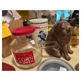catamount Glass Popcorn Popper and Vintage Cracker Jack Tin