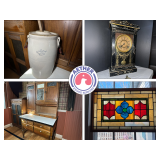 Greenfield Farmhouse Estate Sale Antiques, Clocks, Country Decor, Stained Glass, Quilts, Crocks, 