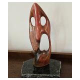 Clement Lemieux - Wood & Granite Sculpture, titled "Coeur d