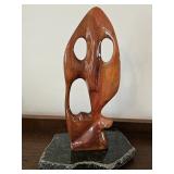 Clement Lemieux - Wood & Granite Sculpture, titled "Coeur d