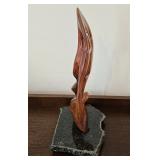Clement Lemieux - Wood & Granite Sculpture, titled "Coeur d