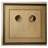"Mirror Images", limited edition aquatint etching with embossed details by artist Carolyn Jablonsky.