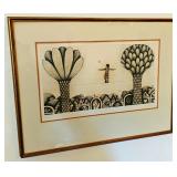"The Tightrope Walker" LTD ED., hand-signed etching by American artist Carolyn Jablonsky.