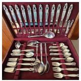 Vintage GEORG JENSEN Denmark Sterling Silver Flatware Set, 81 pieces, ACORN pattern. (Never Used)