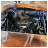 Timmy Woods Beverly Hills elephant-shaped hand-carved wooden handbag.