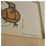 Framed "Serenity" by renowned Ojibwe artist Norval Morrisseau (1932-2007), hand-signed.