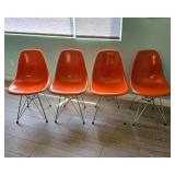 Eames for Herman Miller set of 4 molded fiberglass & chrome chairs, fantastic, authentic condition.