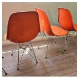 Eames for Herman Miller set of 4 molded fiberglass & chrome chairs, fantastic, authentic condition.