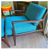Mid-Century Danish Modern Lounge Chair & Ottoman in Beech & Boucle