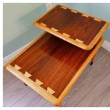 MCM Lane Acclaim Step Two-Tier End Table by Andre Bus, Distinctive Walnut & Ash Woods.