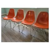 Eames for Herman Miller set of 4 molded fiberglass & chrome chairs, fantastic, authentic condition.