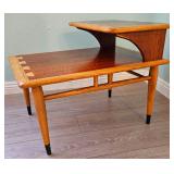 MCM Lane Acclaim Step Two-Tier End Table by Andre Bus, Distinctive Walnut & Ash Woods.