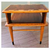 MCM Lane Acclaim Step Two-Tier End Table by Andre Bus, Distinctive Walnut & Ash Woods.