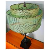 MCM Atomic Table Lamp with Two-Tiered Fiberglass Shade.