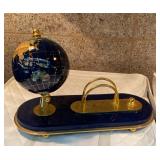Gem Globe semi-precious gemstone desk organizer featuring a rotating globe with lapis lazuli