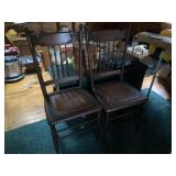 Pair of oak pressed back chairs