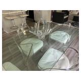 CUSTOM MADE LUCITE DINING TABLE AND FOUR CHAIRS