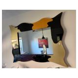 LARGE POST MODERN MIRROR WITH SCULPTURAL LACQUERED FRAME