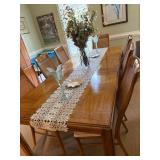 MCM DINING TABLE WITH TWO EXTRA LEAFS AND SEVEN CHAIRS