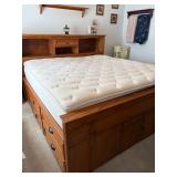 KING SIZE BED WITH STORAGE BENEATH AND BOOK SHELF HEADBOARD