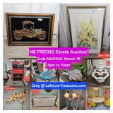 March. 16 - HUGE NE Fresno Estate Auction. Fine Art. MCM. Tools. 326 Lots. Ends MONDAY 4p to 10p. Pi