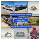 July. 11 - Fresno County Public Auction. Vehicles. Gold Jewelry. Collectibles. Firearms. 167 Lots. E