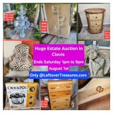 August. 1 - HUGE CLOVIS ESTATE AUCTION Part 1. 475 Lots. Ends SATURDAY 1p to 9p. Pick up SUN/MON