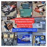 August. 14 - West Fresno NAPA Parts & Equipment Auction. 177 Lots. Ends FRIDAY 5p to89p. Pick up Sat