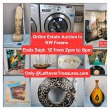 September. 12 - NW Fresno Estate Auction. 332 Lots. Ends SATURDAY 2p to 8p. Pick up ON SUNDAY.