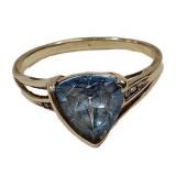 Trillion blue topaz ring