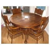 Oval oak dining table with 3 chairs $150