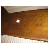 Ornate Asian carved setting on top of coffee table with glass top $100