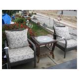 Two outdoor chairs $20 each, end table $20