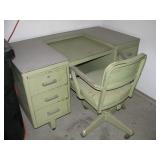 Metal desk and chair $25