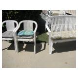 Plastic chairs $5 ea. Love seat $20