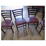 4 dining chairs metal frames and red seats