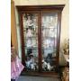 Lighted Beveled Glass Curio Cabinet With 2 Doors, 4 Adjustable Glass Shelves, And Mirrored Back, 78"