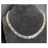 Sterling Silver Necklace with Greek Key Design, Approx 16"-17" 