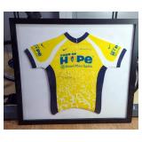 Tour of Hope Cycling Jersey Signed By Lance Armstrong, Framed Under Glass, 35" x 38.75"