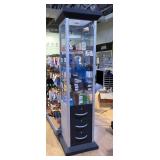 Lighted Glass Locking Display Cabinet With Drawers, Keys Included